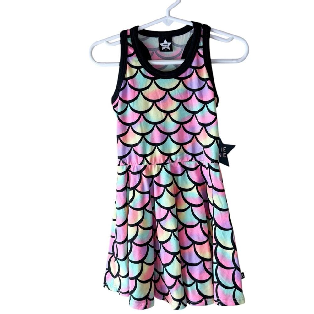 Pixie Lane Girls Racerback Skater Dress -‎ Neon Mermaid Sz 2 NEW
